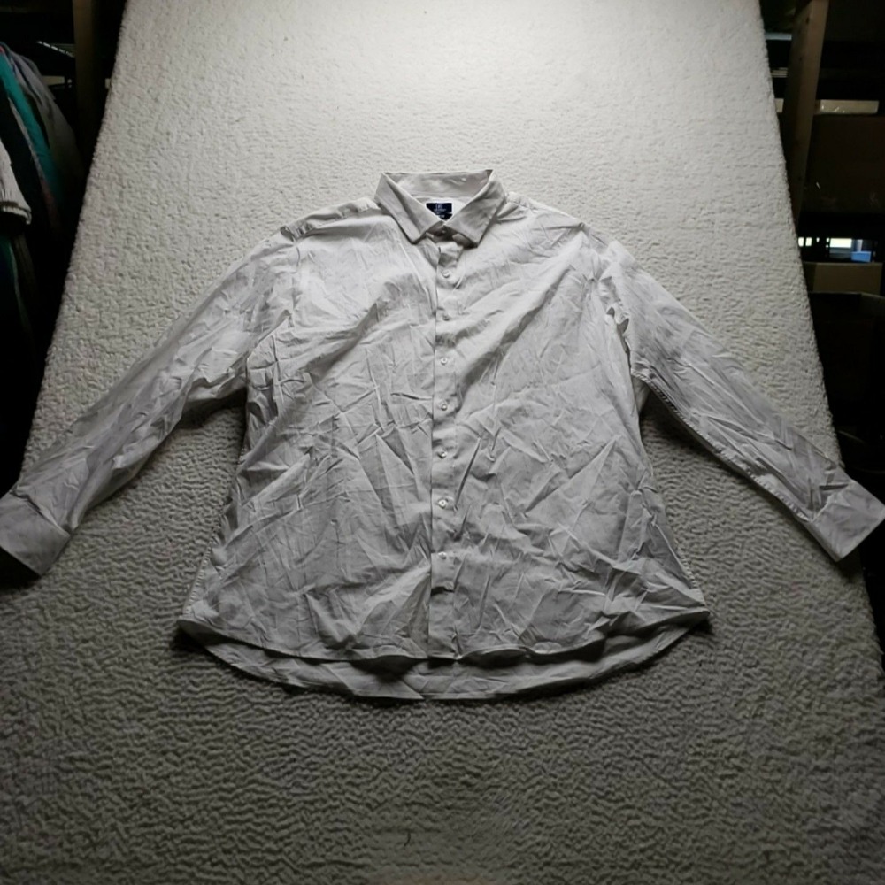 George Dress Shirt Mens Big 3XL White Solid Slim Fit Stretch Long Sleeve Woven